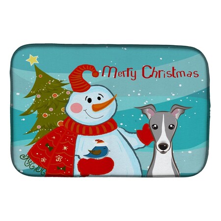 Carolines Treasures Snowman With Italian Greyhound Dish Drying Mat BB1856DDM
